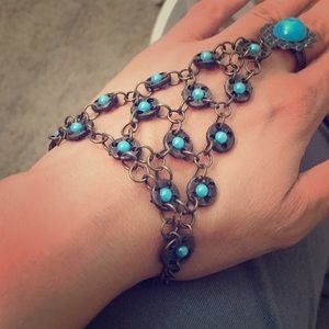 Turquoise Gemstone Bracelet with Ring